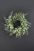 46cm Mixed Green/Eucalyptus Wreath on Rattan Base