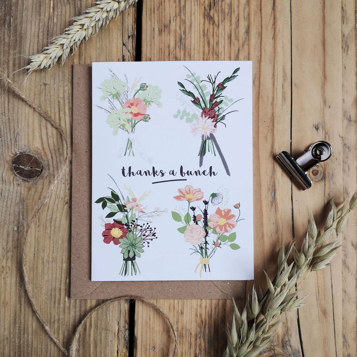Thanks A Bunch Flower Bouquets Floral Thank You Card