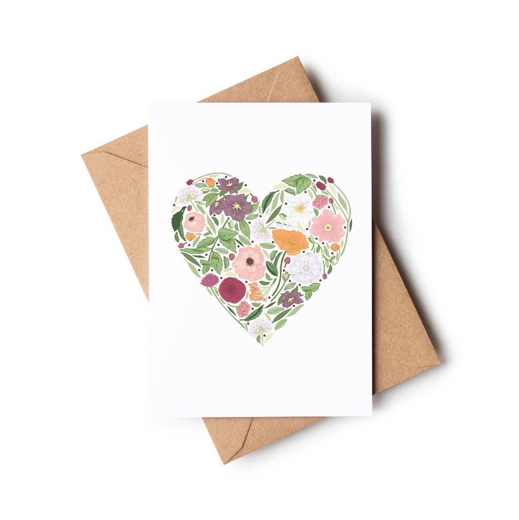 Floral Heart Love Engagement Wedding Spring Card