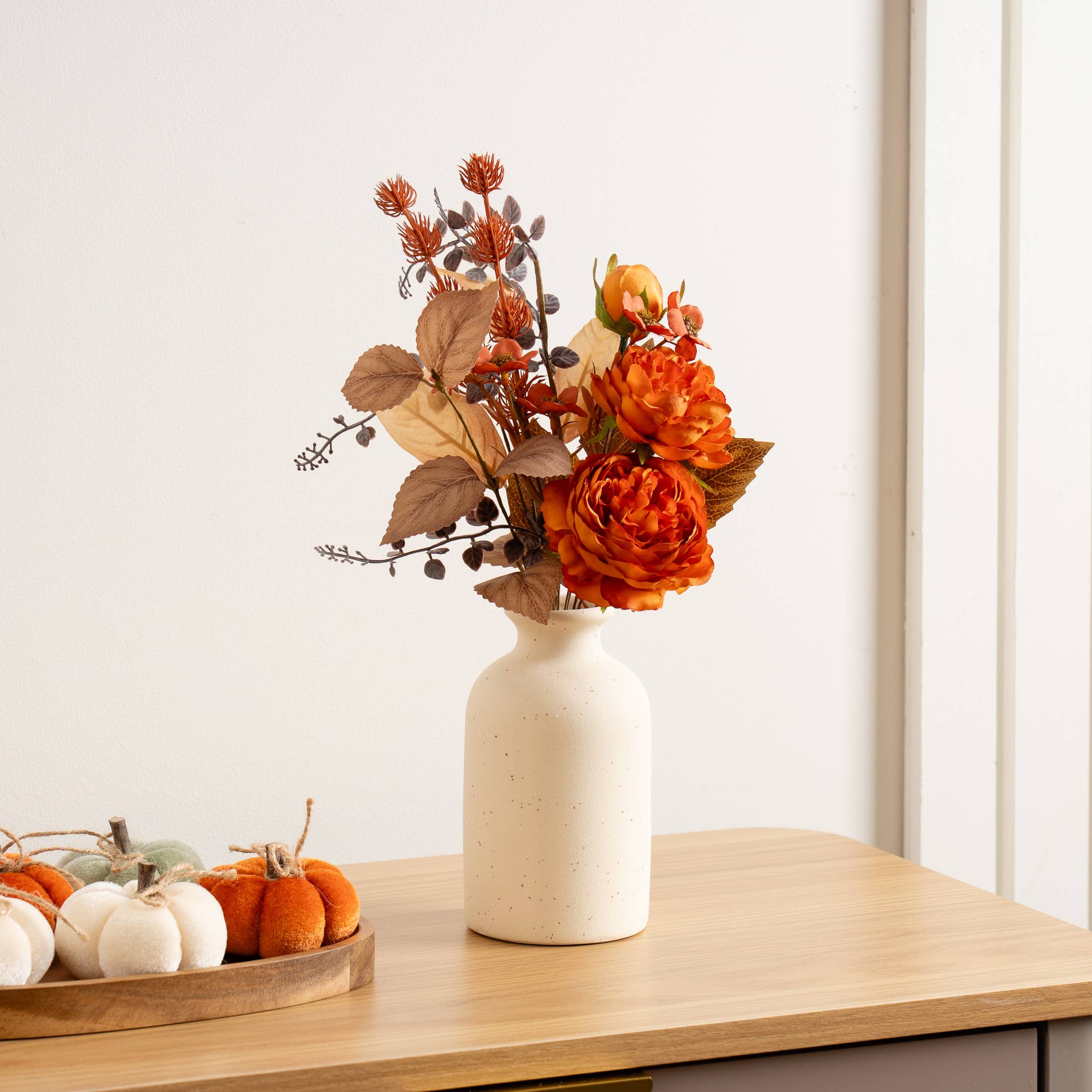 38cm Orange Rose in Cream Ceramic Vase - SEL2493