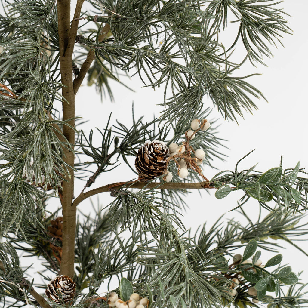 60cm Natural Feel Tree with Lights & Green Velvet Base