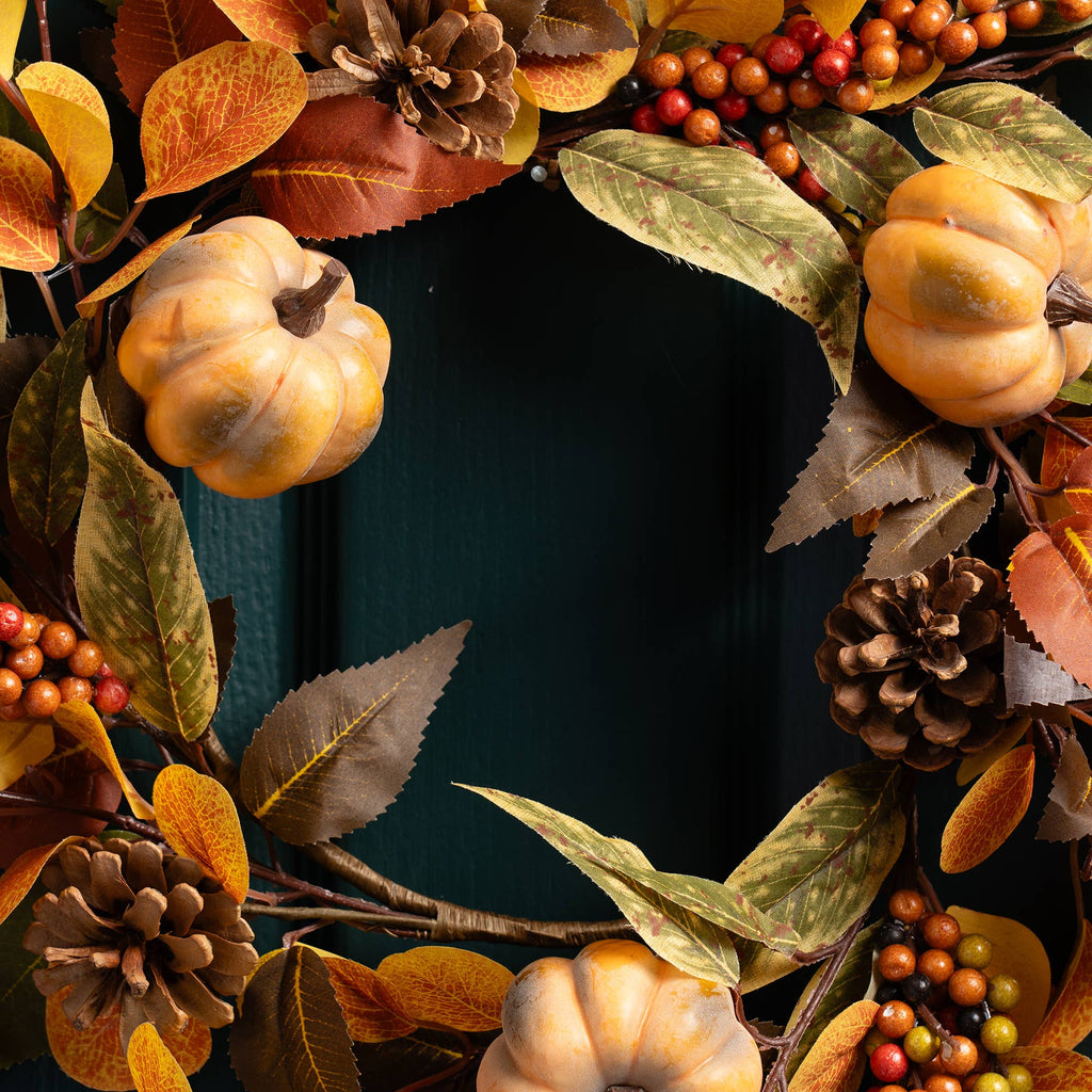 45cm Autumnal Pumpkin Wreath - SEL2218