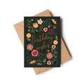 Birthday Wishes Botanical Dark Green Black Greeting Card: Cornstarch sleeves