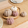 Set of 5 Decorative Boucle Pumpkins Pink Beige